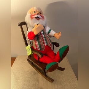 Annalee 1967 Mobilitee Santa sitting in rocking chair. Santa 18 inches tall.